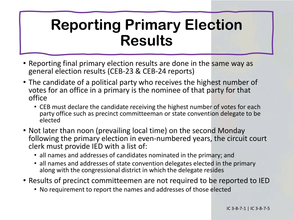 reporting primary election results