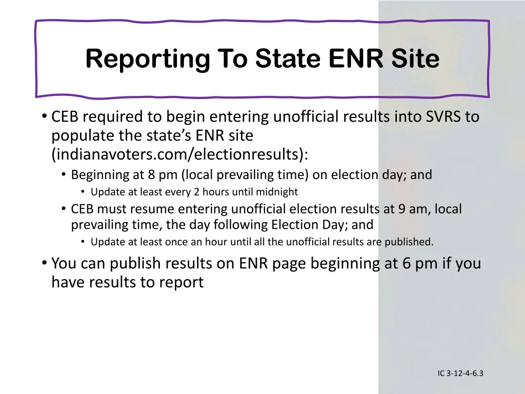 reporting to state enr site