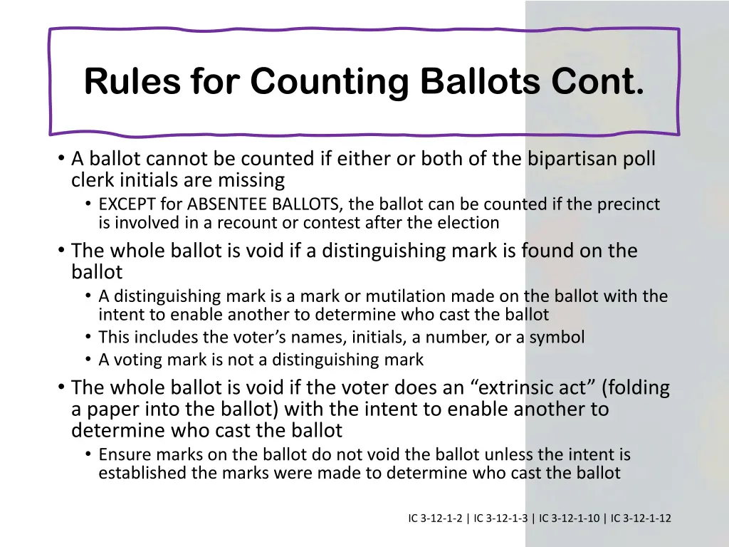 rules for counting ballots cont