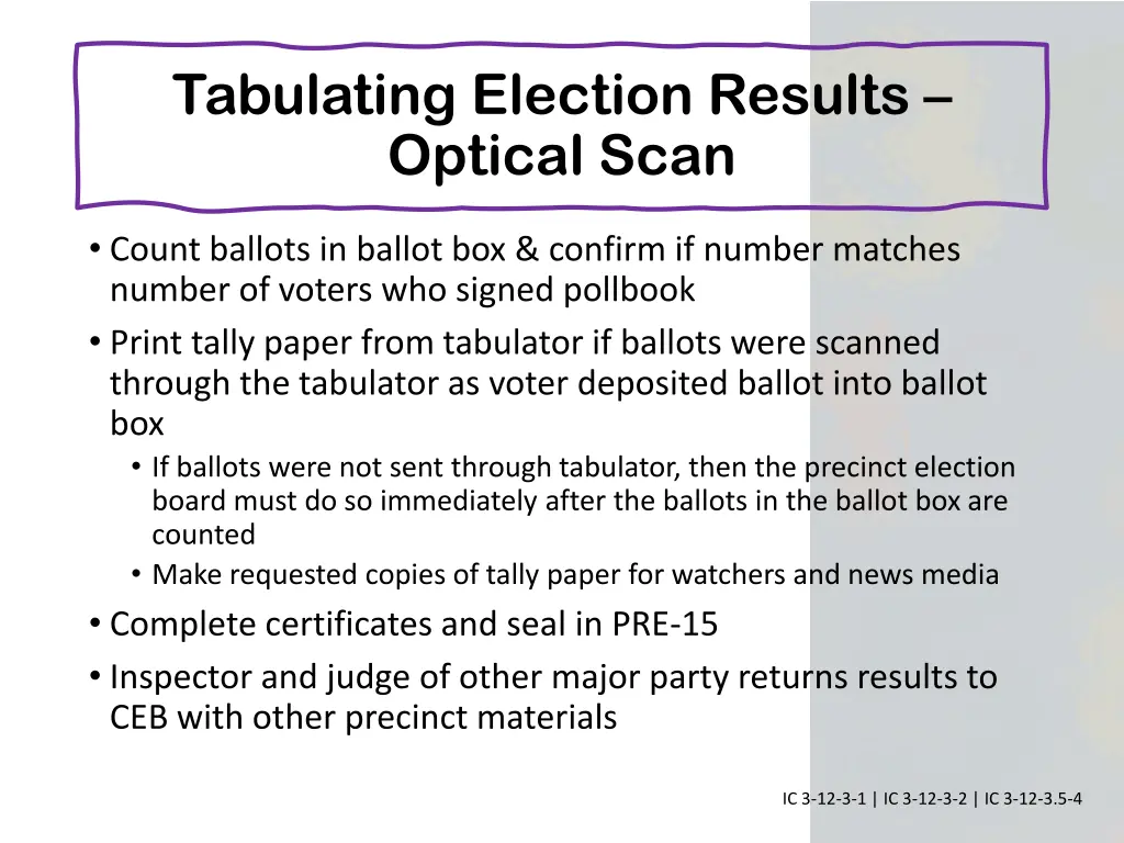 tabulating election results optical scan