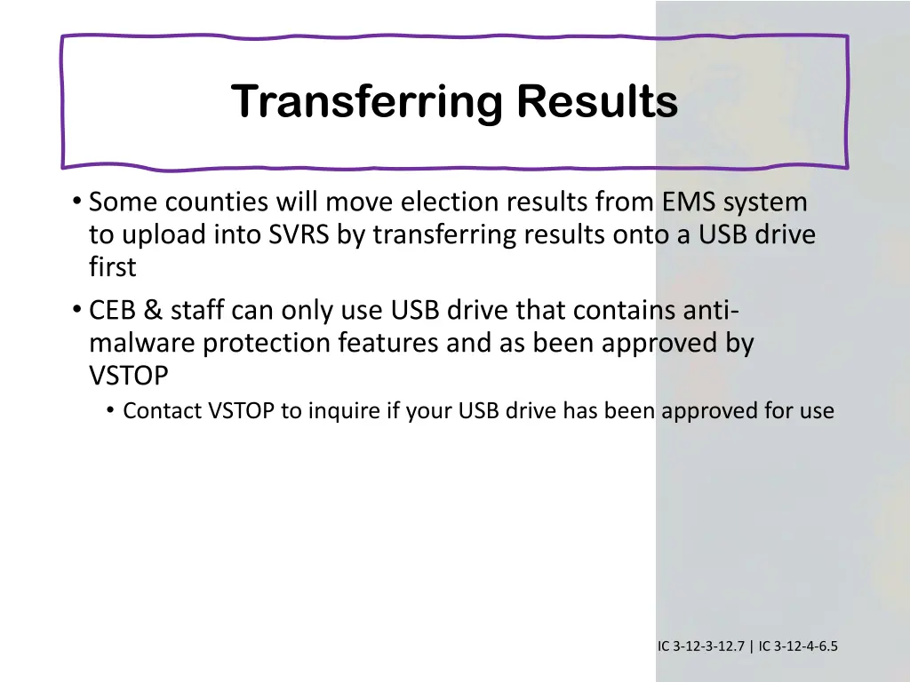 transferring results