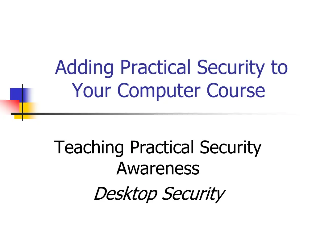 adding practical security to your computer course 1