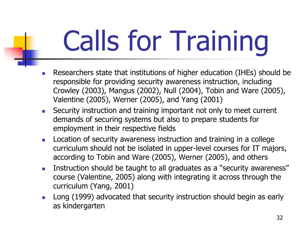 calls for training 1