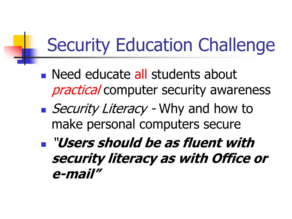 security education challenge