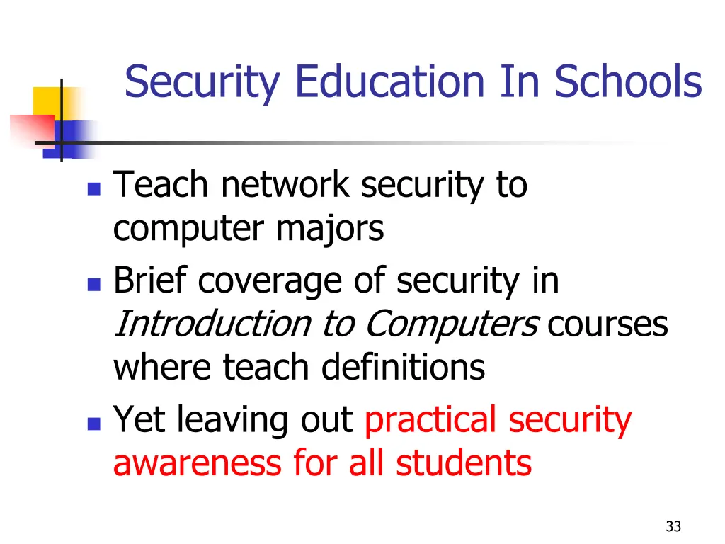 security education in schools