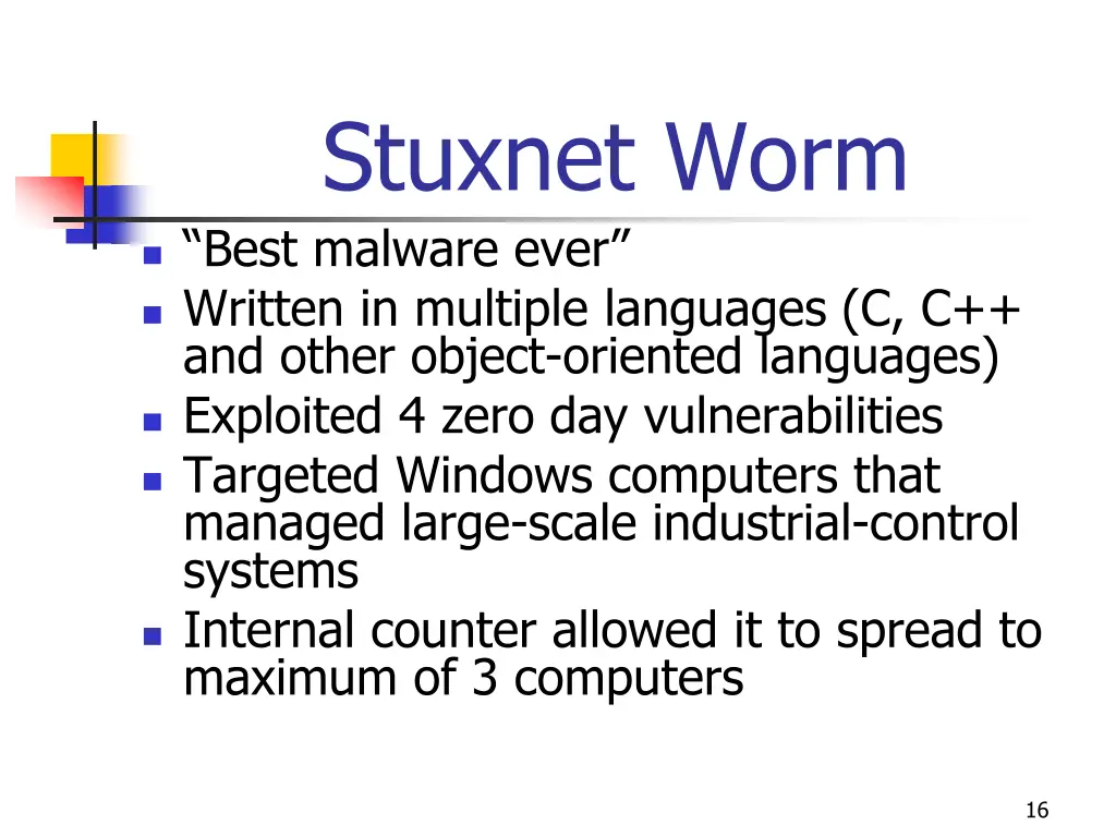 stuxnet worm best malware ever written