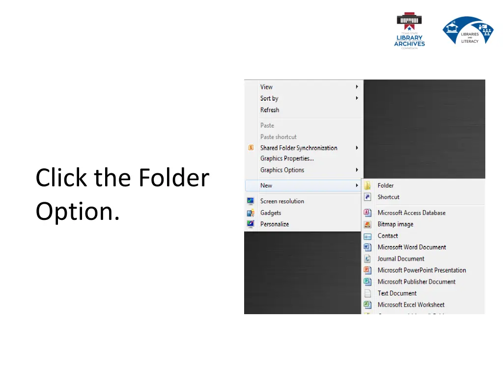 click the folder option