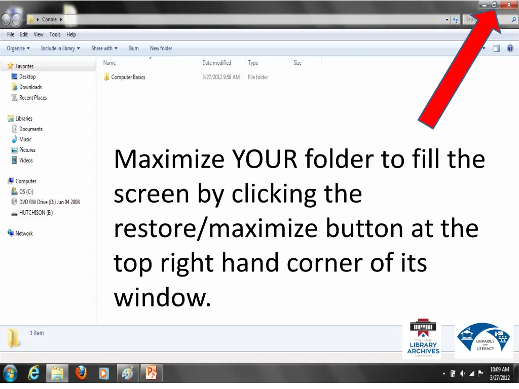 maximize your folder to fill the screen