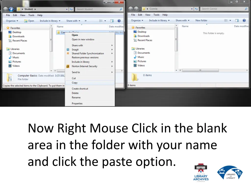 now right mouse click in the blank area