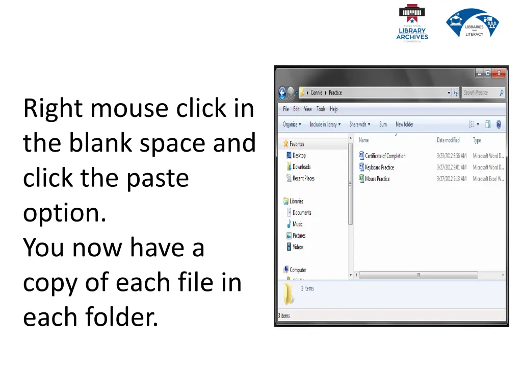 right mouse click in the blank space and click