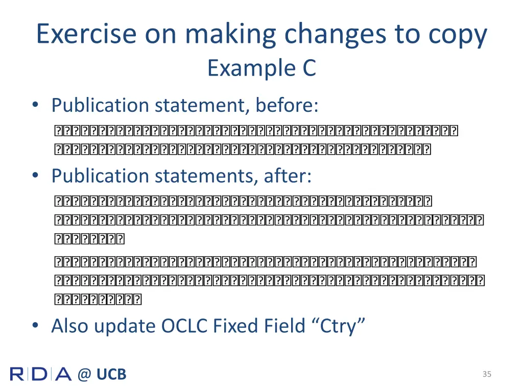 exercise on making changes to copy example