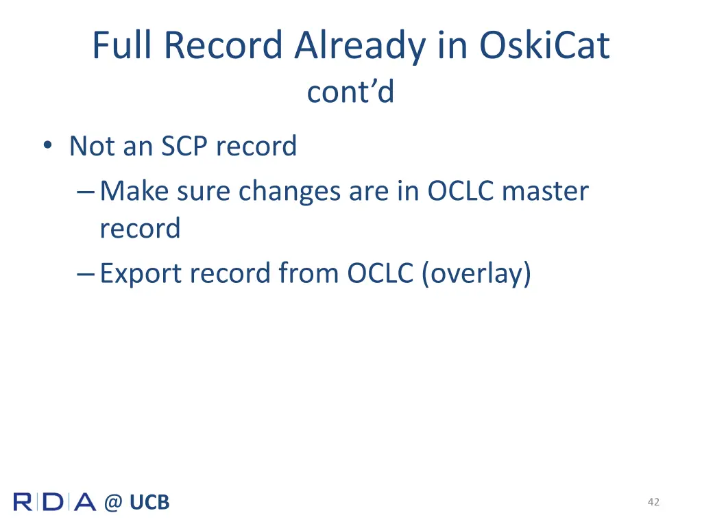 full record already in oskicat cont d