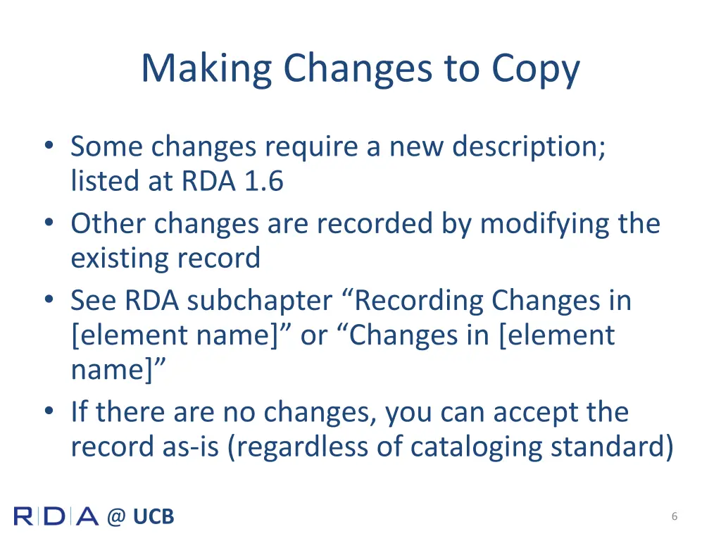 making changes to copy