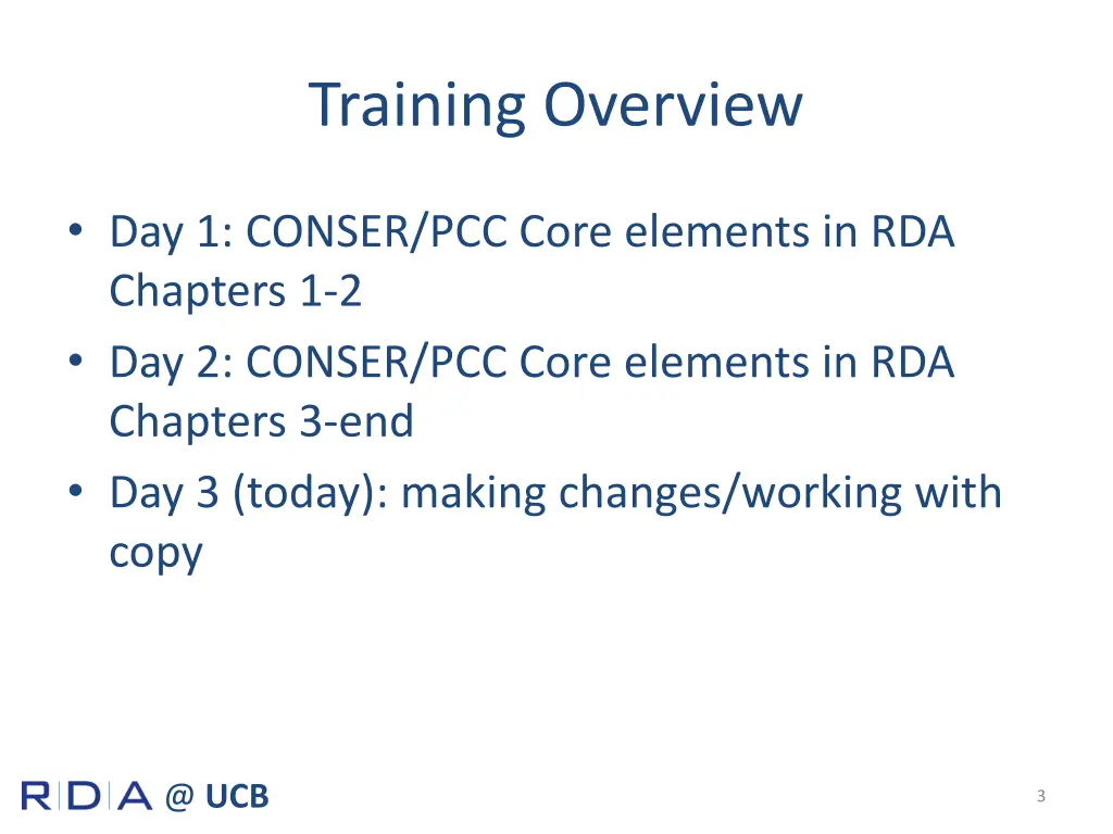 training overview