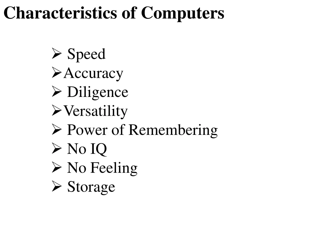 characteristics of computers