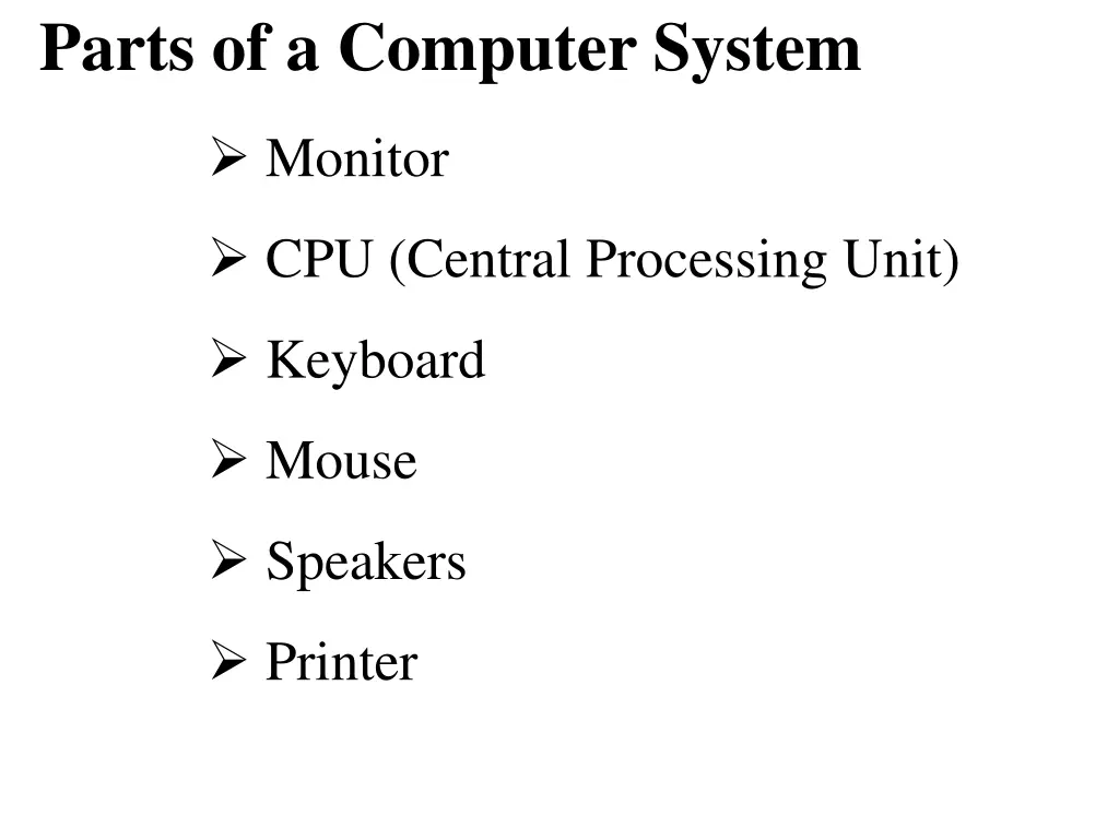 parts of a computer system