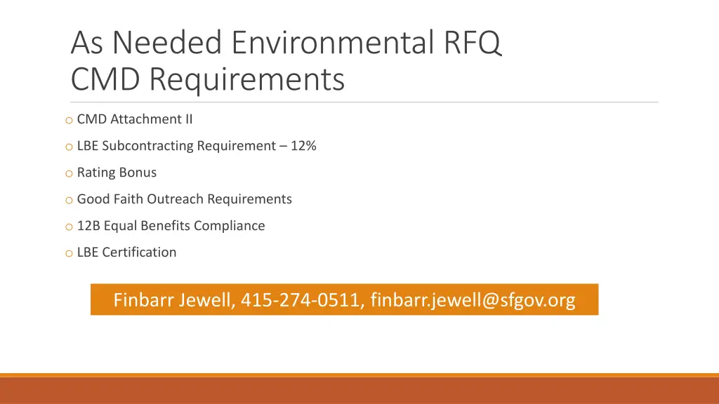 as needed environmental rfq cmd requirements