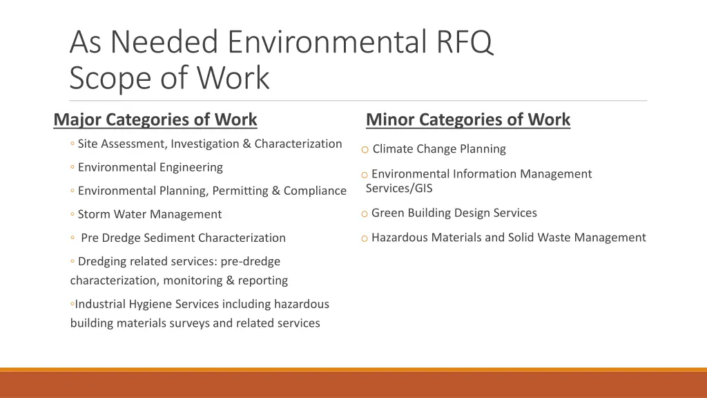 as needed environmental rfq scope of work