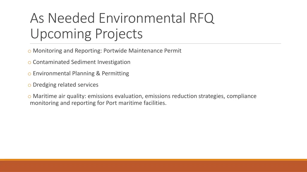 as needed environmental rfq upcoming projects