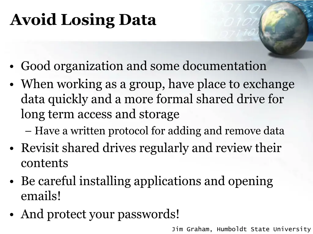 avoid losing data