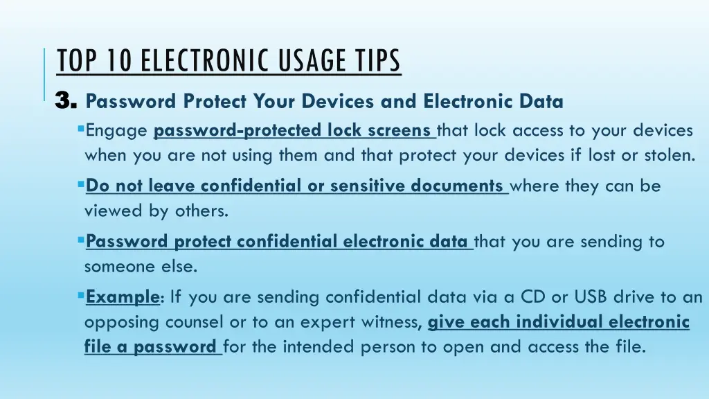 top 10 electronic usage tips 3 3 password protect