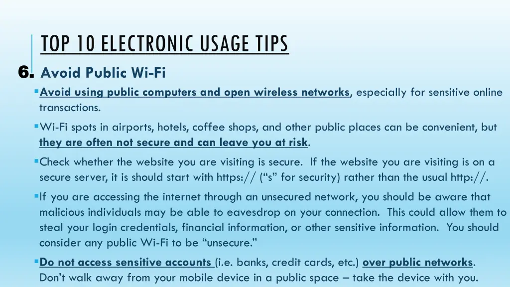 top 10 electronic usage tips 6 avoid public