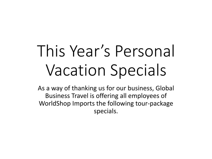 this year s personal vacation specials