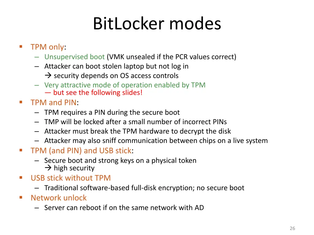 bitlocker modes