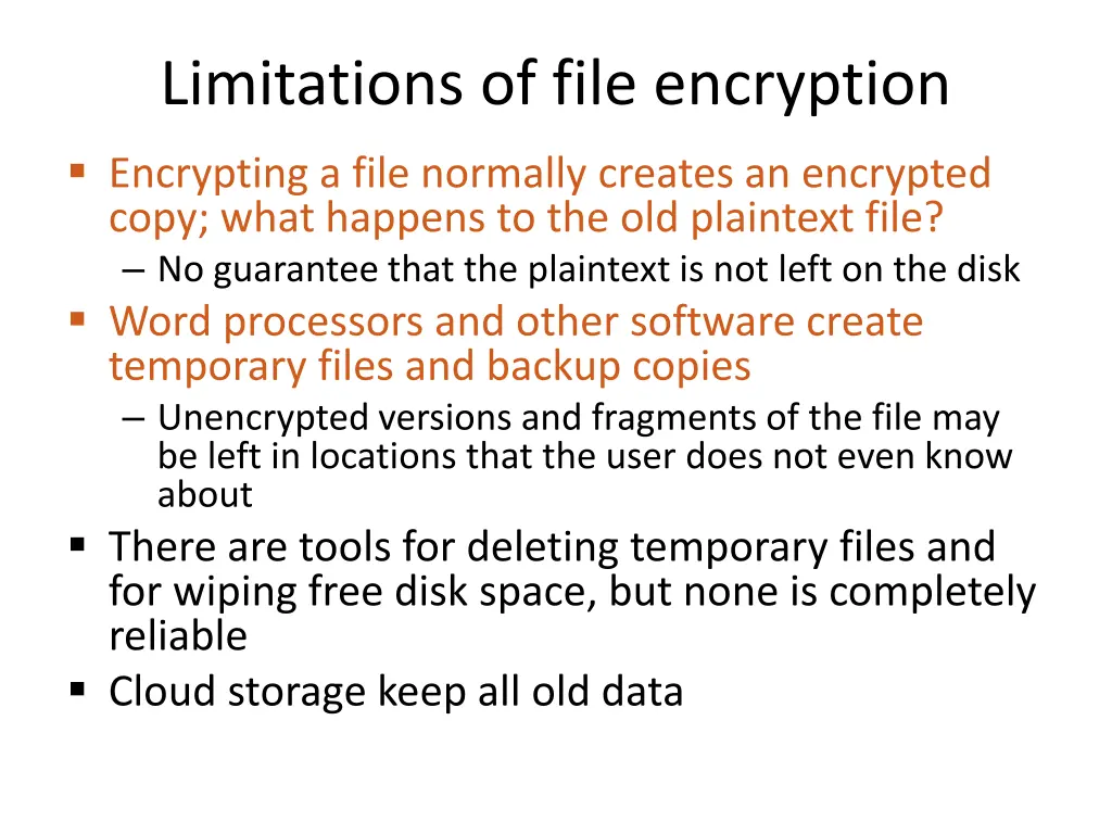 limitations of file encryption