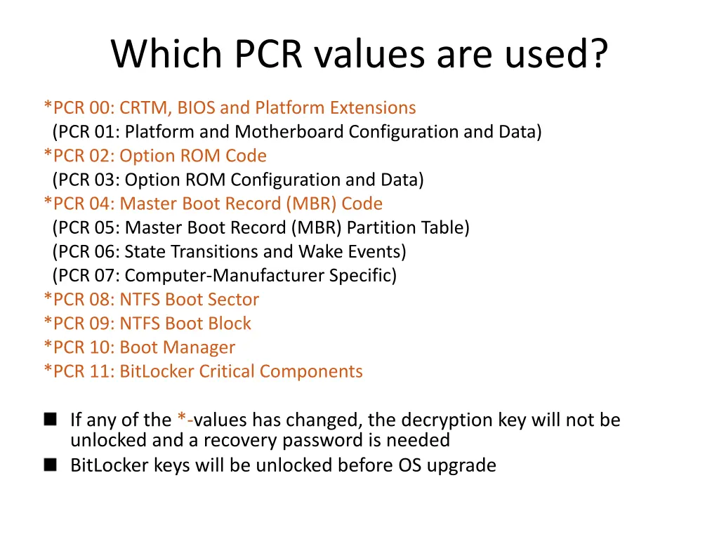 which pcr values are used