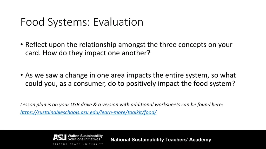 food systems evaluation