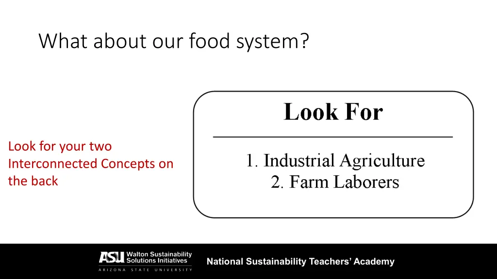 what about our food system 1