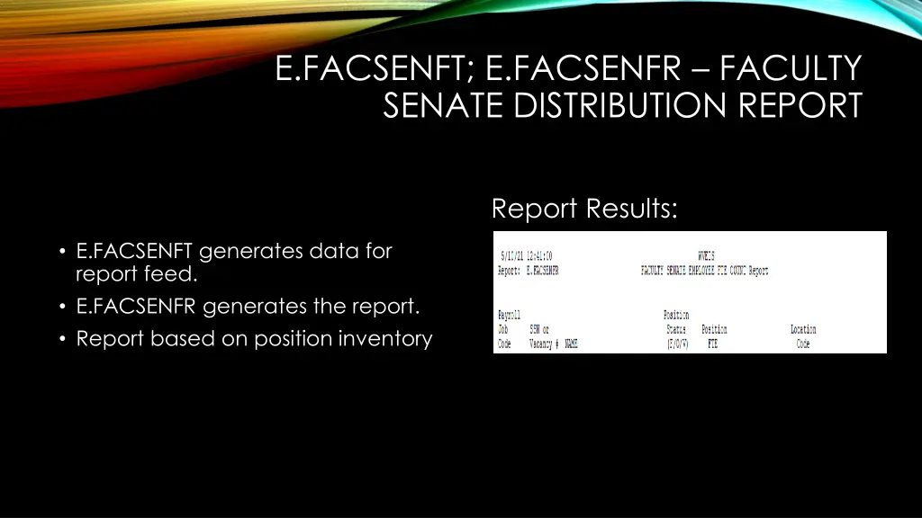 e facsenft e facsenfr faculty senate distribution