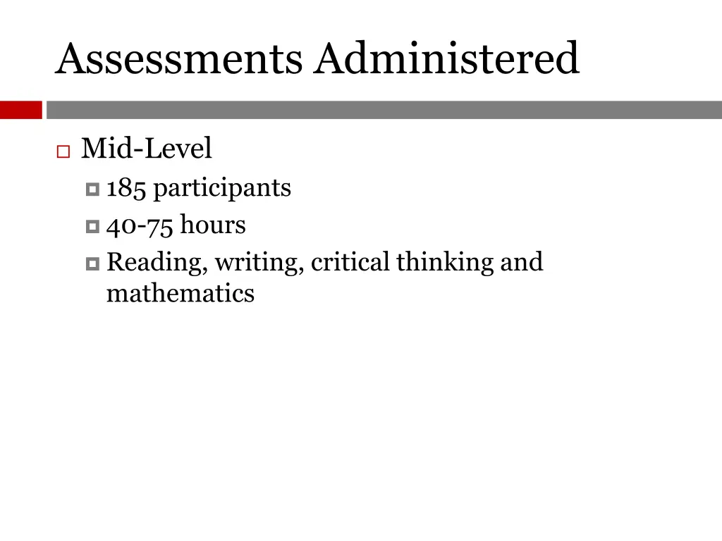 assessments administered 1