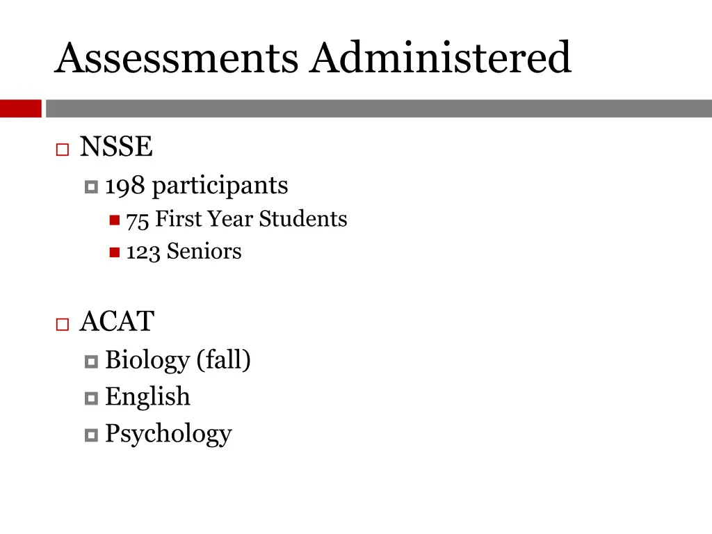 assessments administered