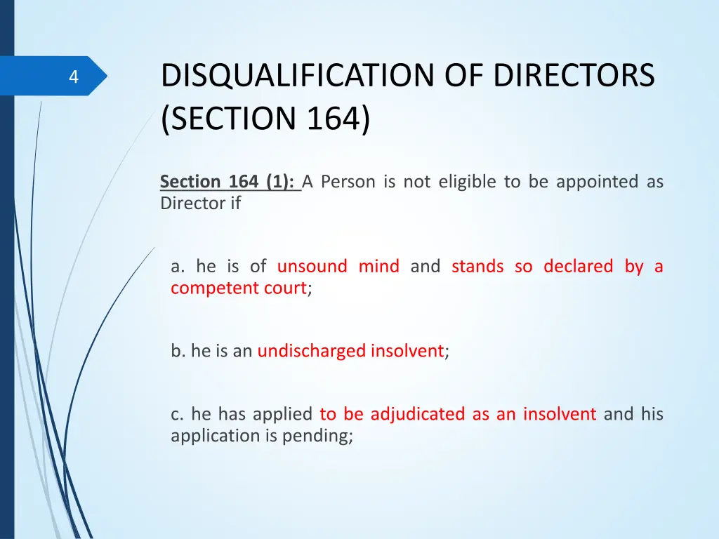 disqualification of directors section 164