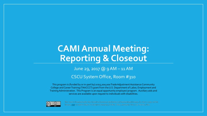 cami annual meeting reporting closeout