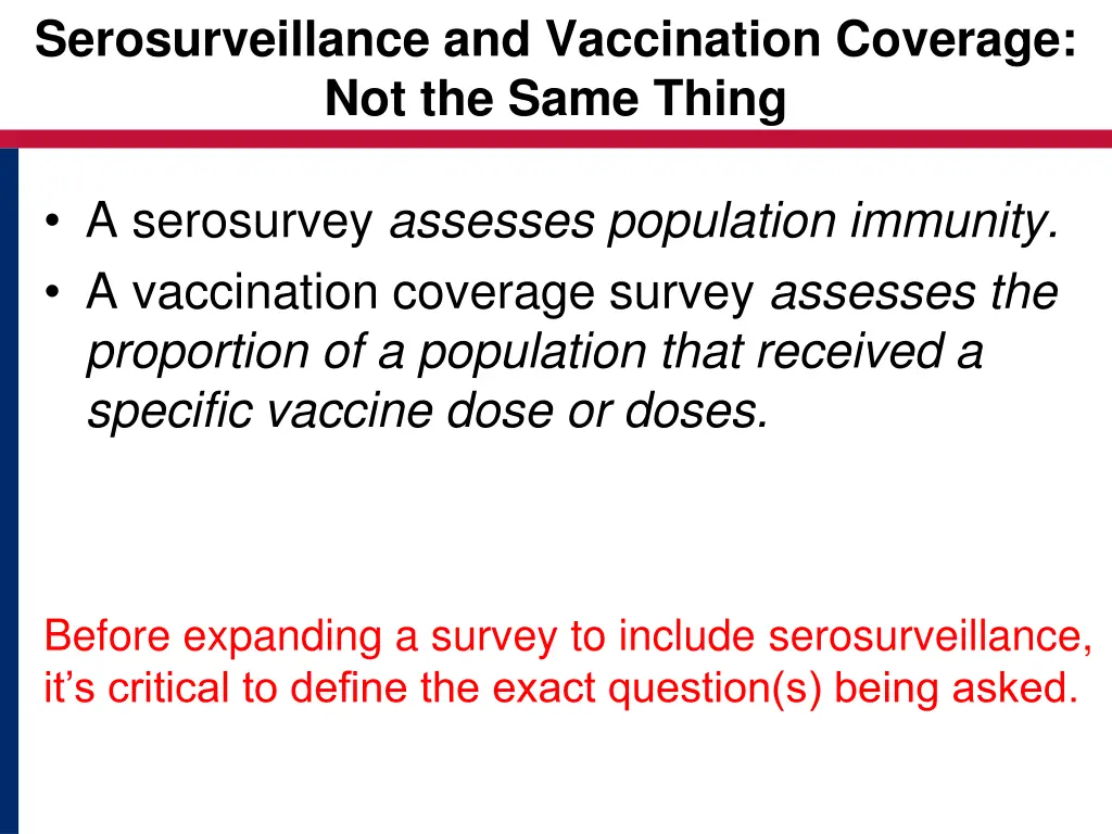 serosurveillance and vaccination coverage