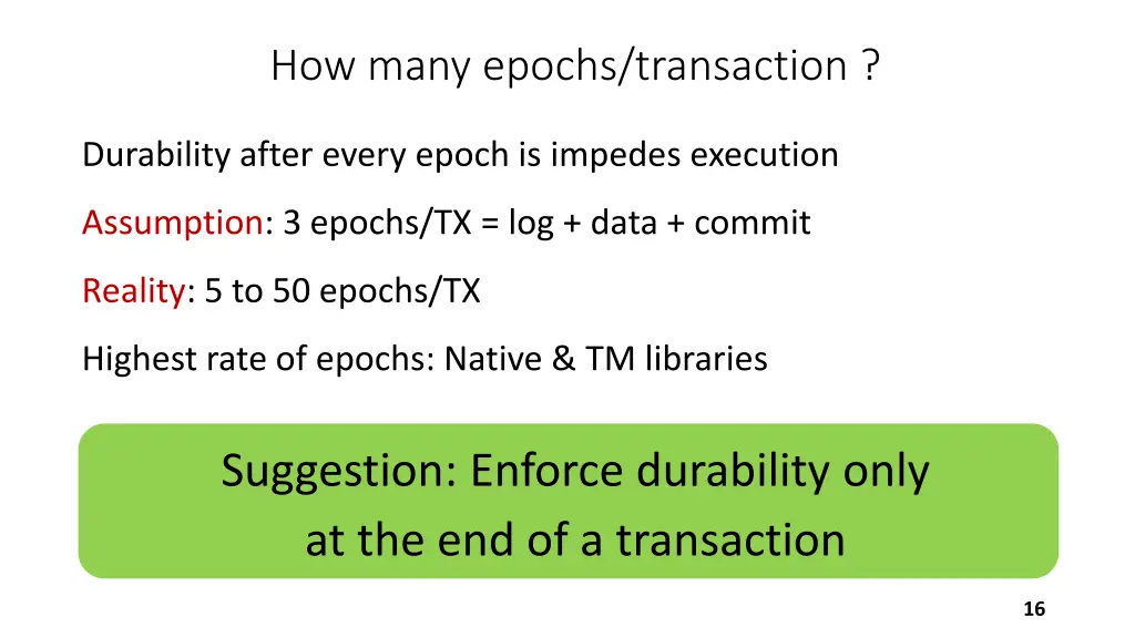 how many epochs transaction