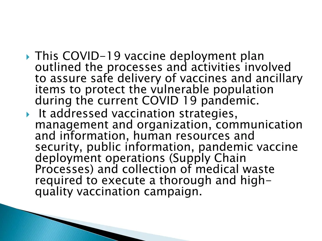 this covid 19 vaccine deployment plan outlined