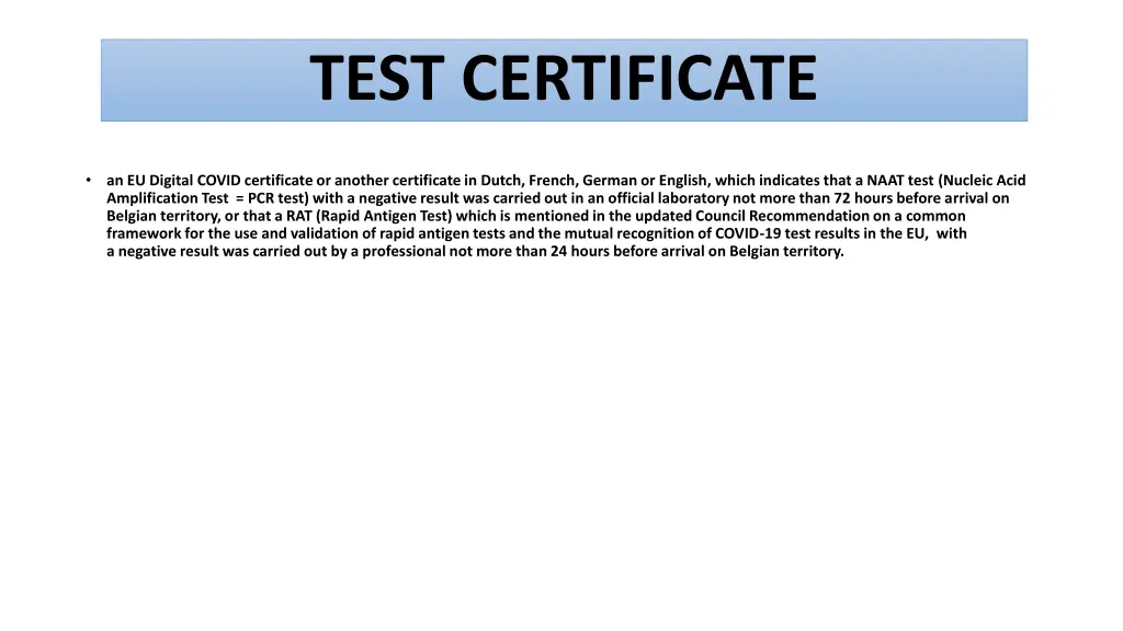 test certificate