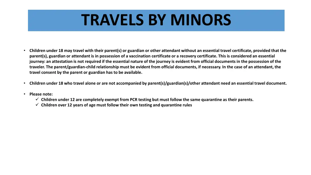 travels by minors