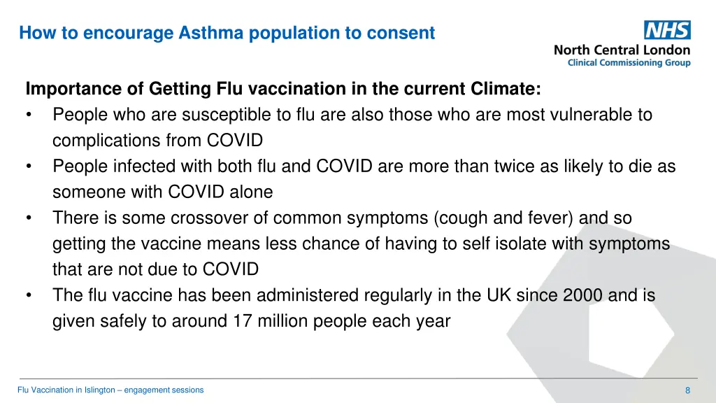 how to encourage asthma population to consent