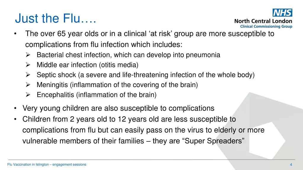 just the flu the over 65 year olds