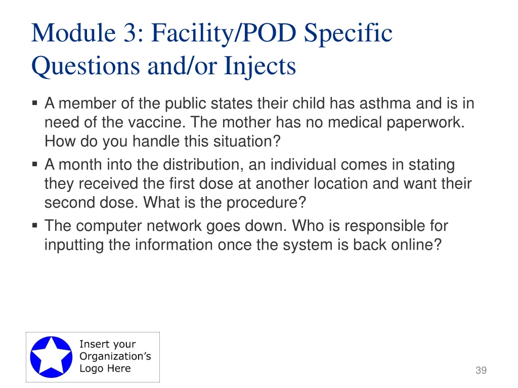 module 3 facility pod specific questions 1