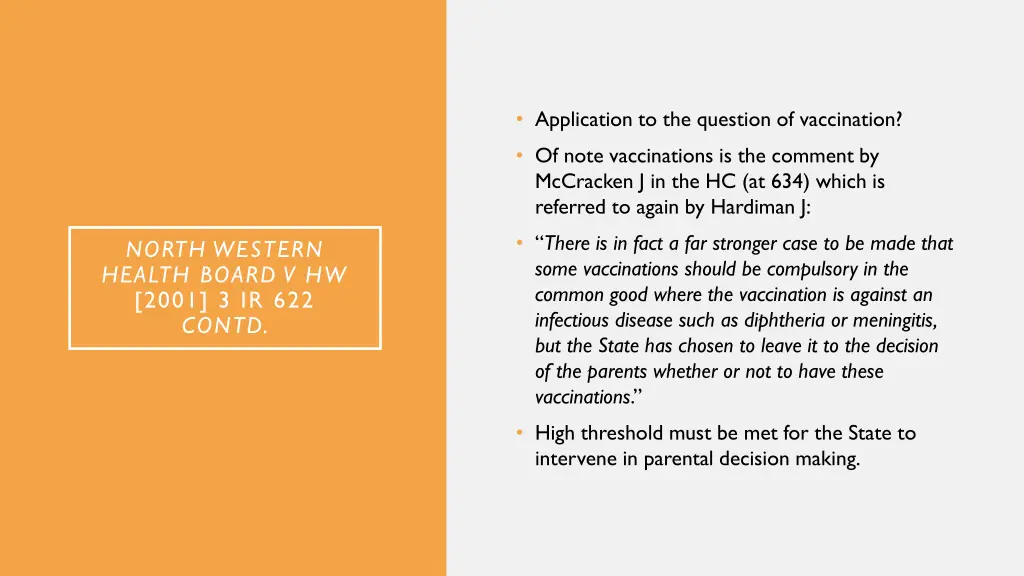 application to the question of vaccination