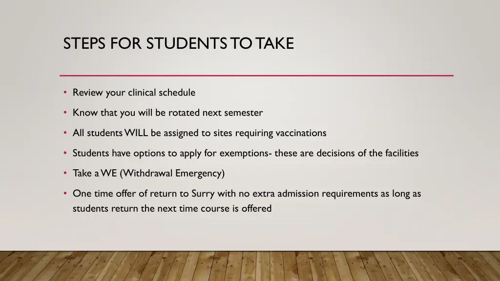 steps for students to take