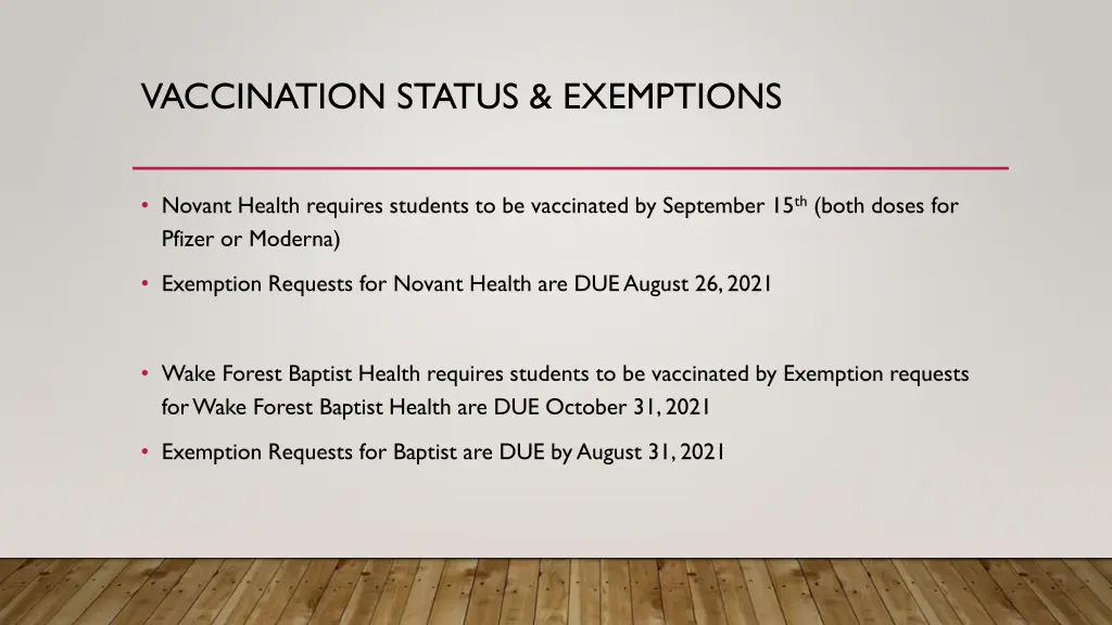 vaccination status exemptions