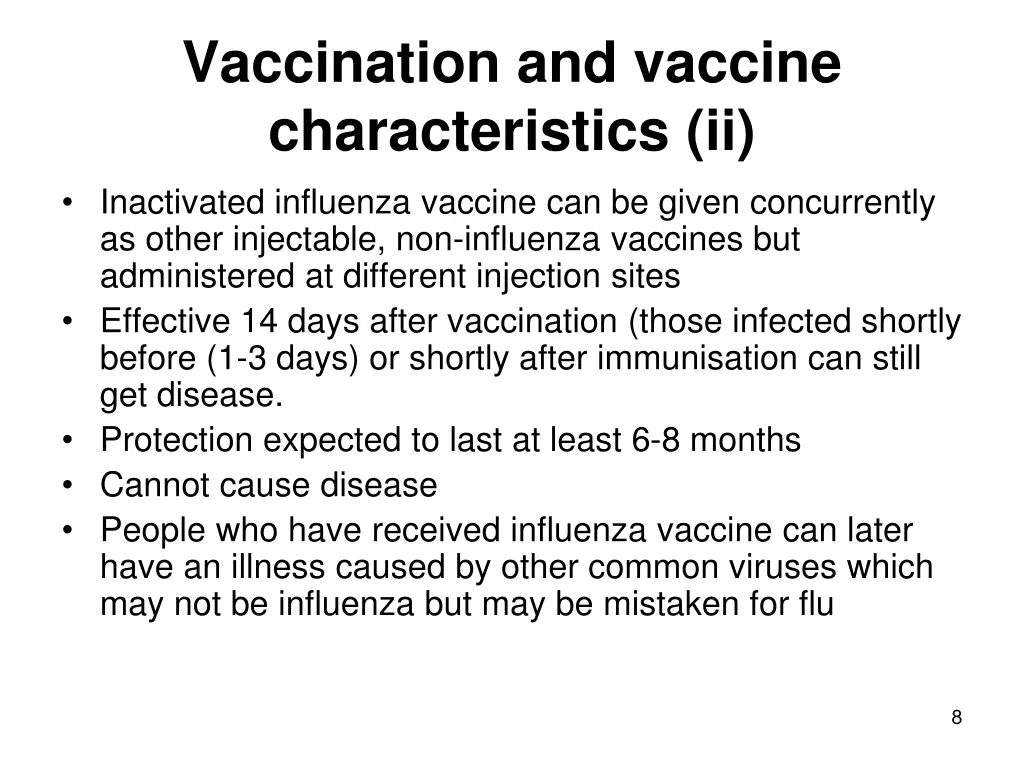 vaccination and vaccine characteristics ii