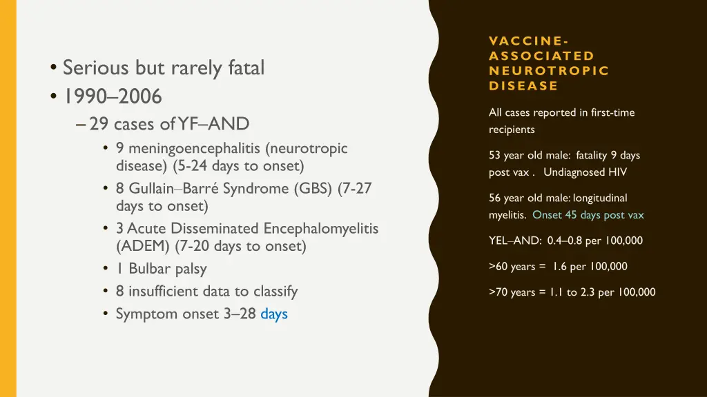 vaccine associated neurotropic disease